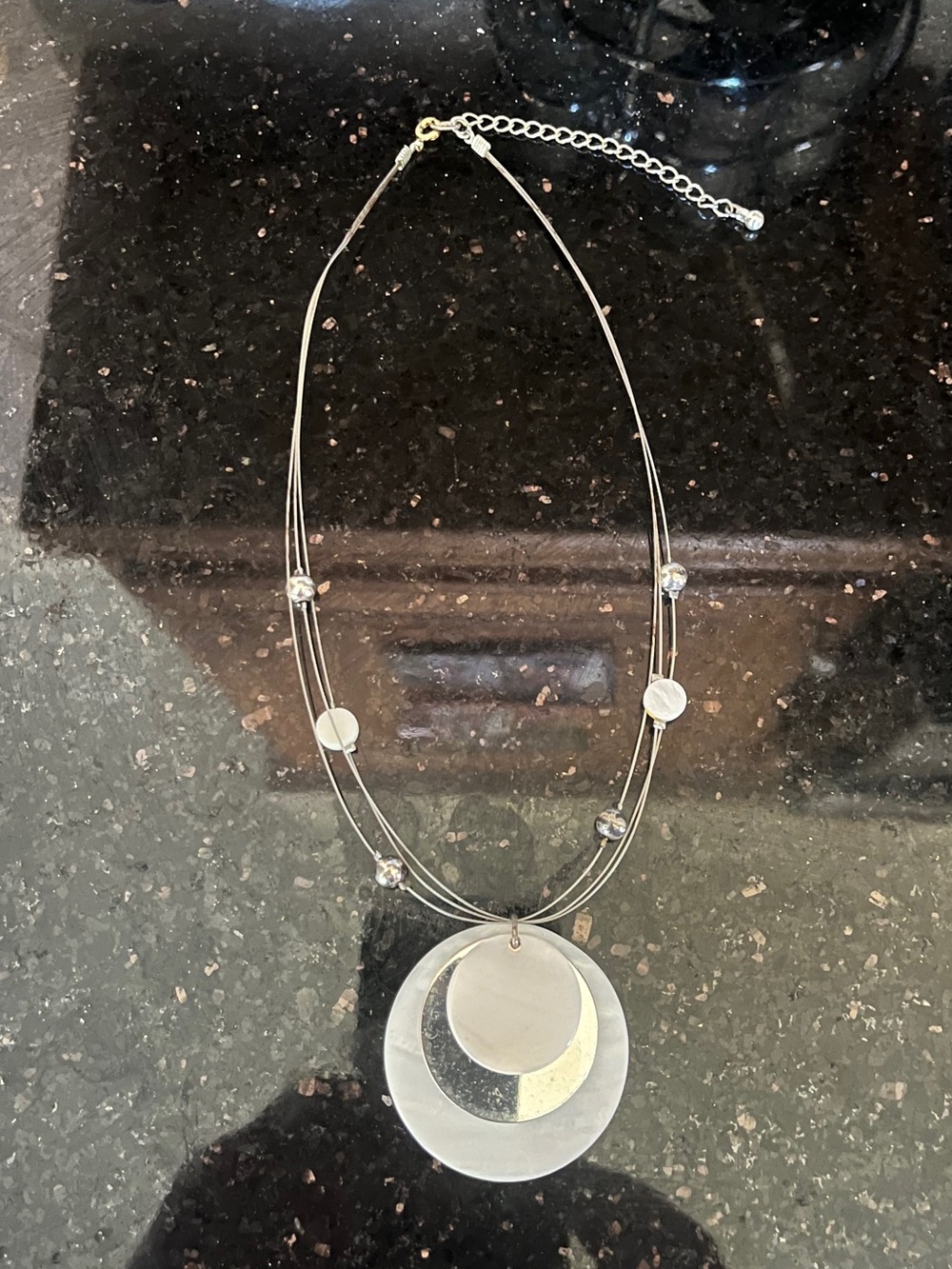 Vintage Multi-Strand Wire Necklace With Circular Tiered Pendant